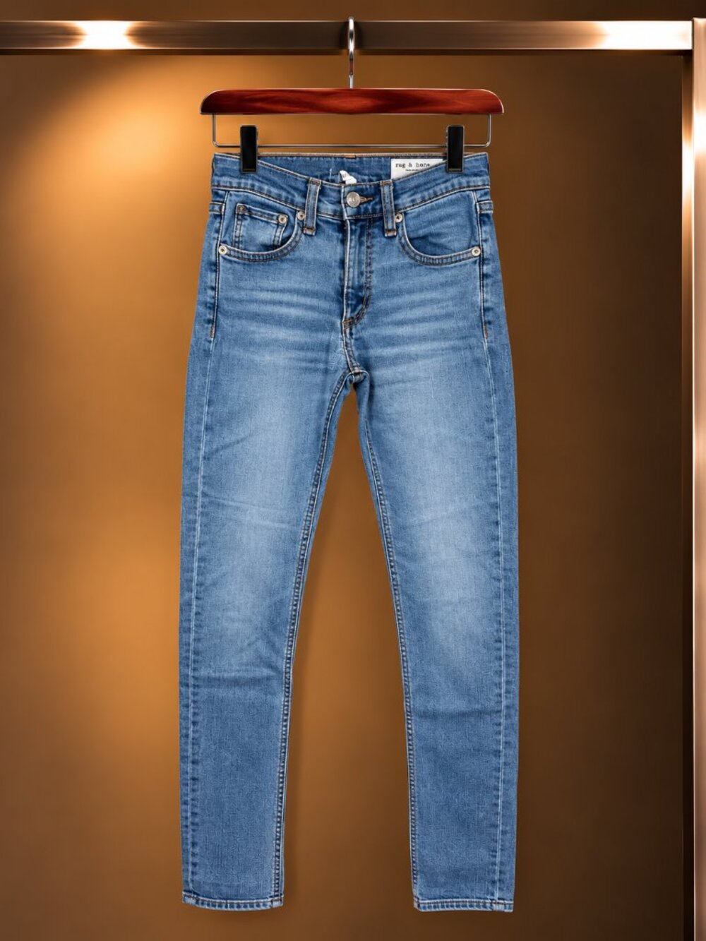 rag & bone Ankle Skinny Jeans Nelly Light Wash Stretch Made in USA Size 23